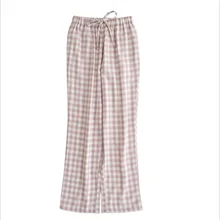 Осенняя Женская домашняя одежда больших размеров женская Повседневная Пижама клетчатая Женская Пижамные брюки женские двойные хлопковые брюки из текстиля