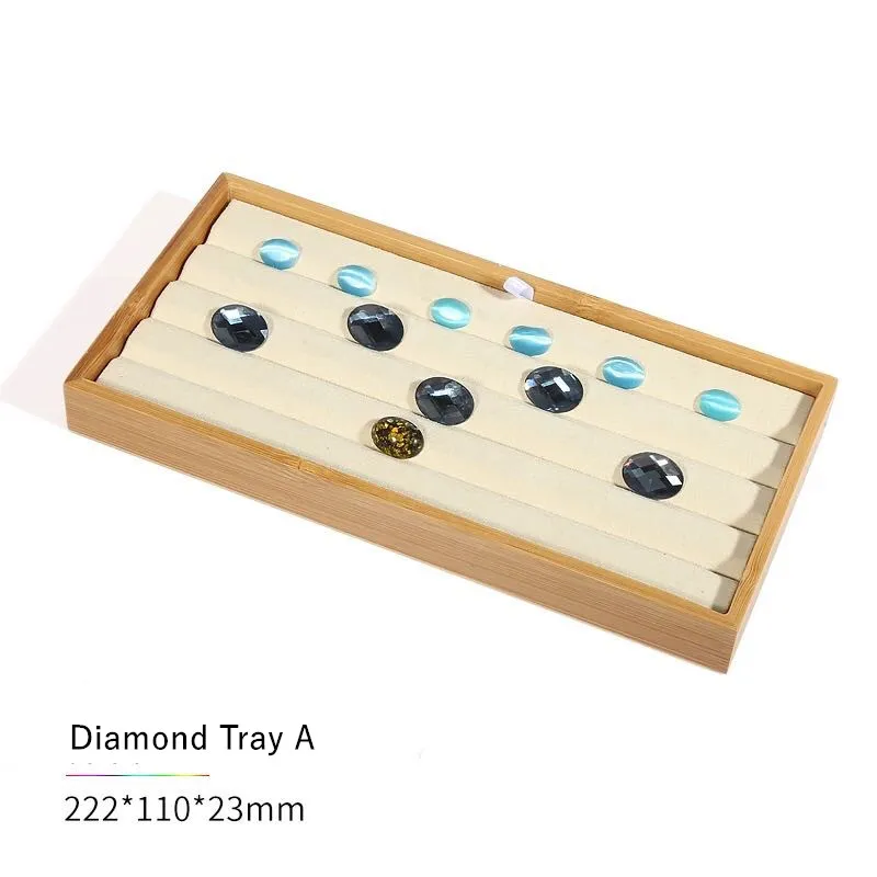 Бамбуковая деревянная витрина для украшений подвеска «поднос» Цепочки и ожерелья серьги поддон для колец природа Подставка для украшений - Цвет: Diamond Tray B