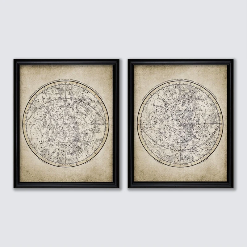 

Antique Astronomy Constellation Poster Wall Art Prints , 1822 Astronomy Drawing Canvas Painting Retro Wall Pictures Room Decor