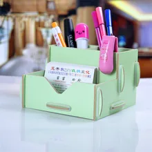 DIY Wooden Stationery Desktop Storage Box Shelf Assembly Lady Wood Makeup Organizer Cosmetics Pencil Student Storage Box Racks