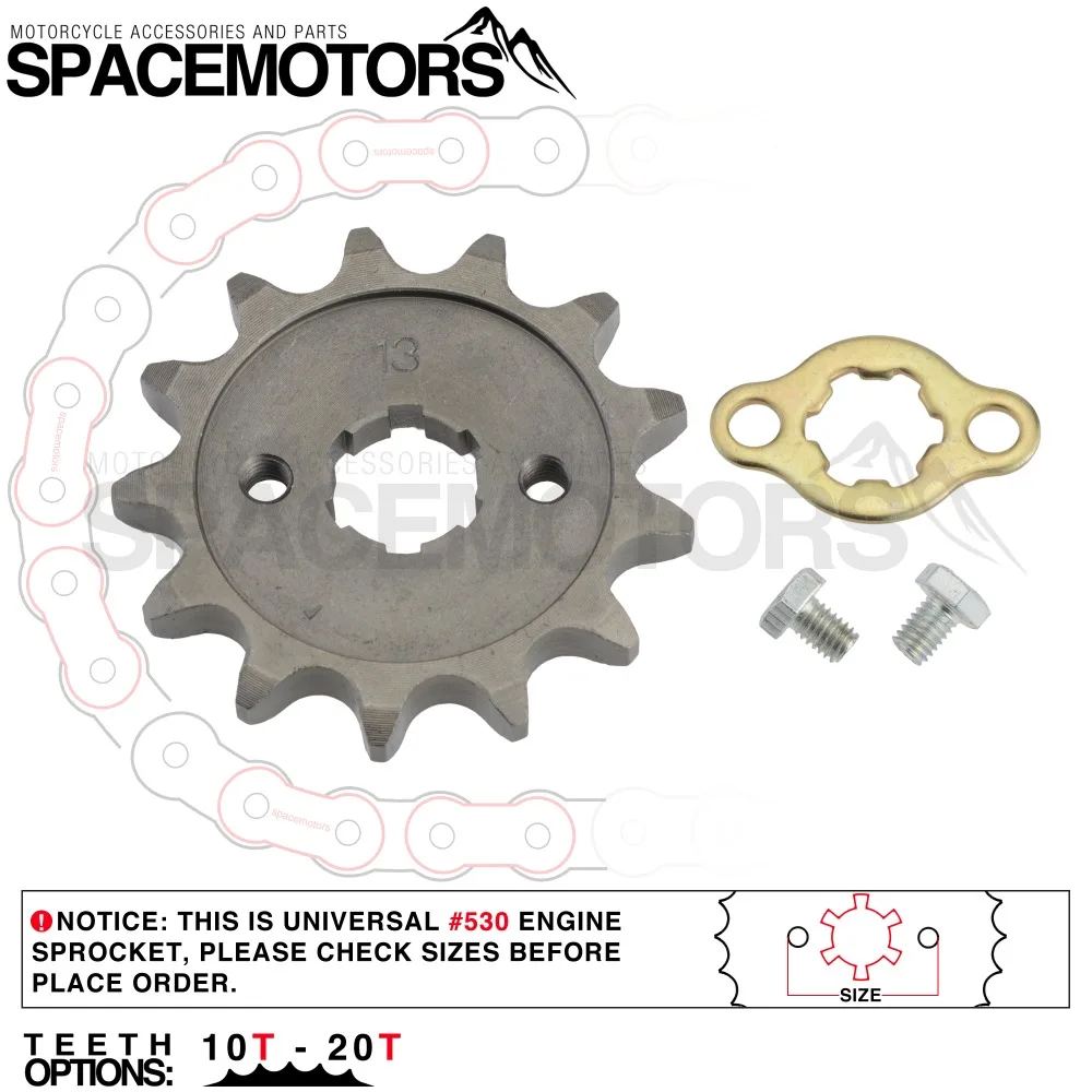 Звездочка переднего двигателя, звезда#530 От 10 до 20 лет 12 13 зубьев 20 мм для 530, цепь с шкафчиком, мотоцикл, Байк, питбайк, квадроцикл, квадроцикл