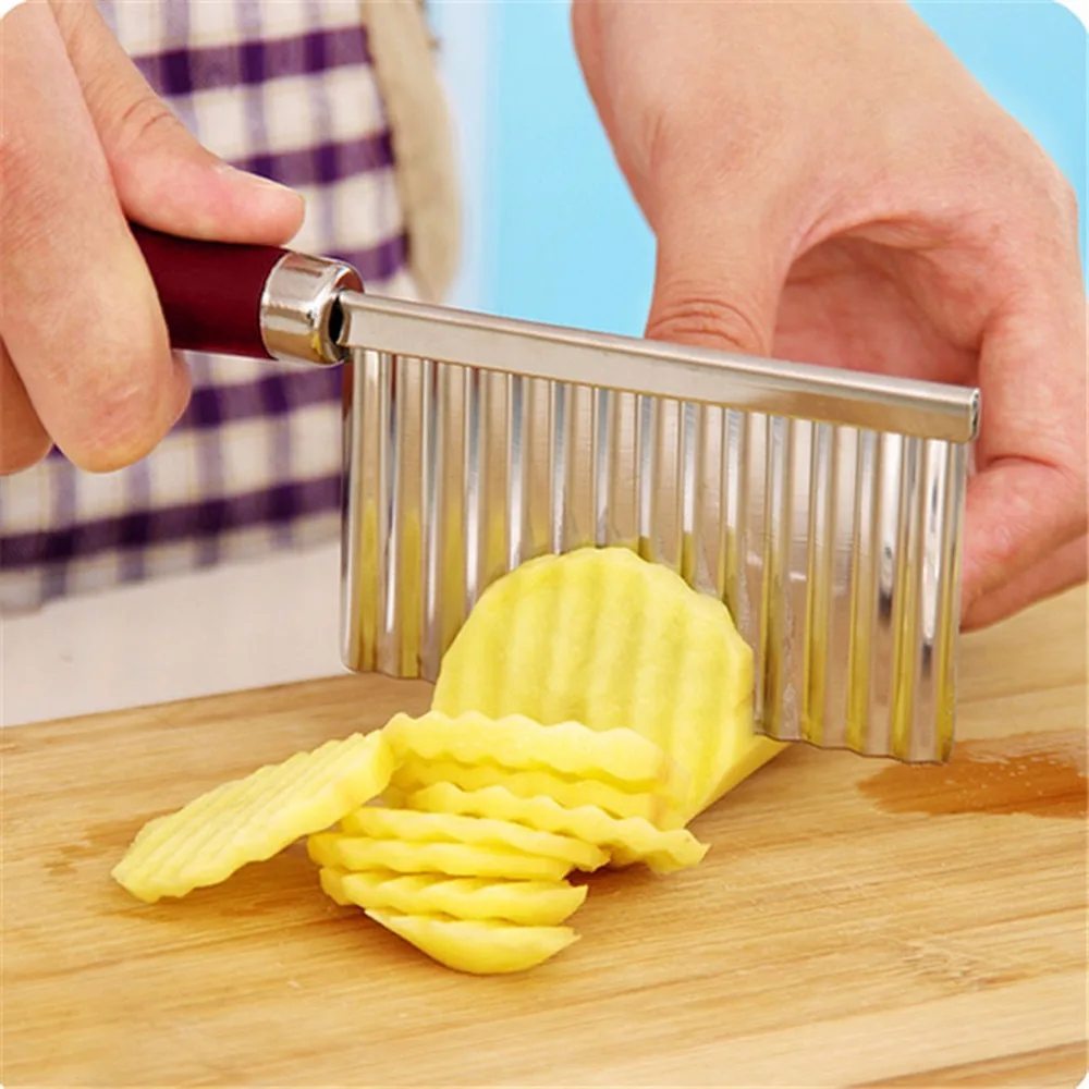 

French Fries Vegetable Cutter Stainless Steel potato wavy edged Crinkle Cut Knife Wavy Blade Potato Cutter Kitchen Tools gadget