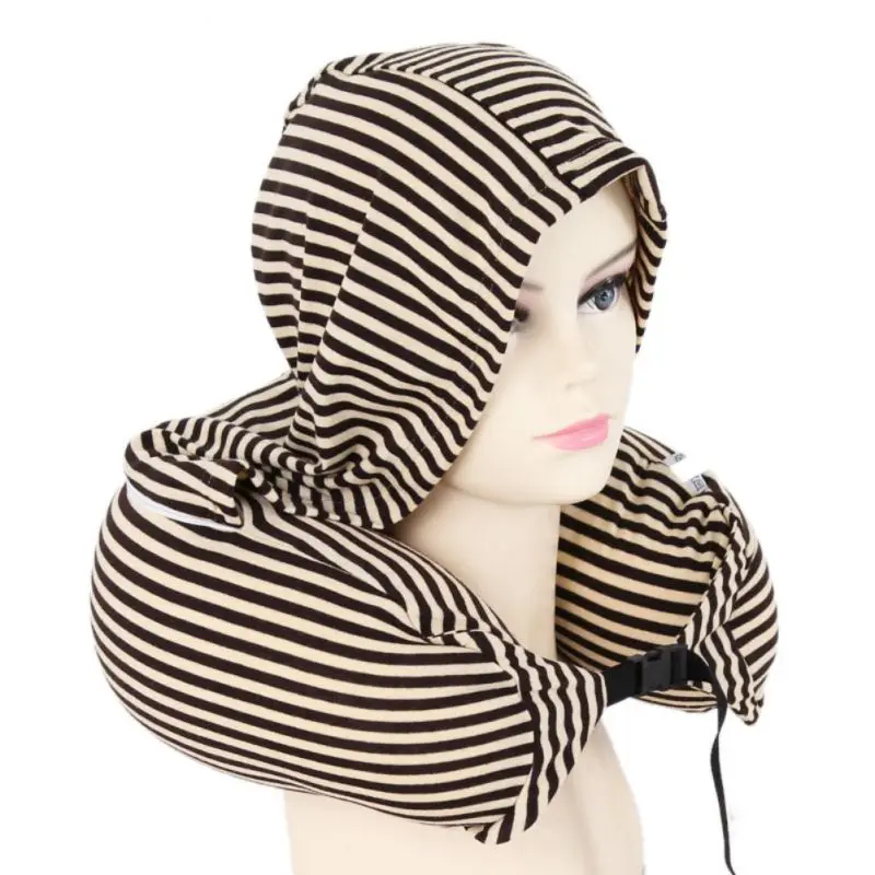Hooded U-pillow Body Neck Pillow Car Accessories Solid Grey Nap Cotton Particle Textile Home Airplane | Автомобили и мотоциклы
