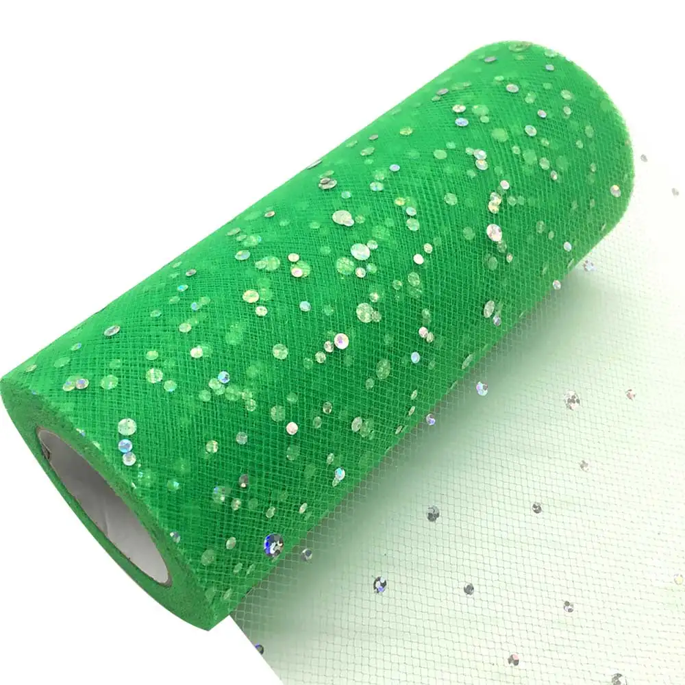 TULLMALL блестки тюль рулон 25 ярдов 6 дюймов рулон ткани пачка Свадебная отделка органзы лазер DIY ремесло вечерние поставки - Цвет: C34 Grass Green