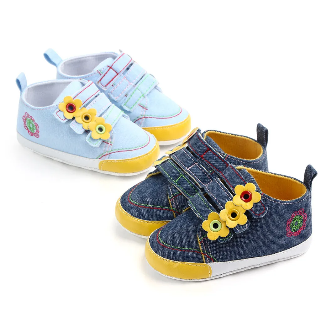 Модная декоративная картина мягкая обувь для малышей резиновая подошва; удобная обувь для маленьких девочек парусиновая обувь Повседневное для тех, кто только начинает ходить, для детей ясельного возраста; F5