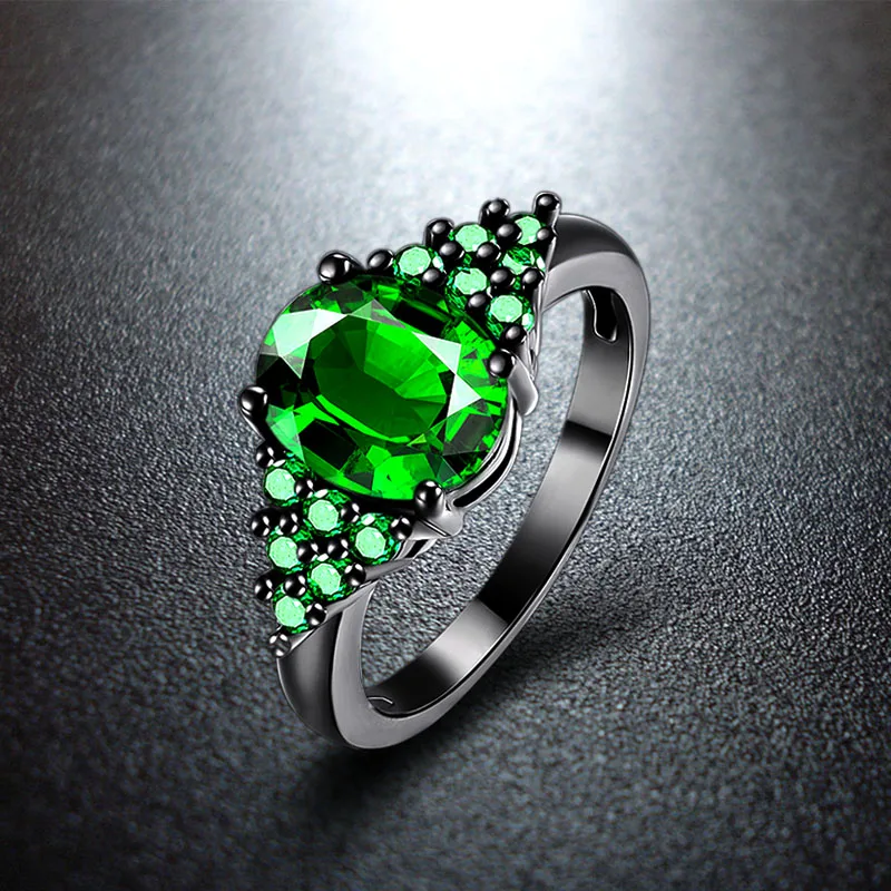 Gorgeous Oval Zircon Black Gold Filled Wedding Rings For Women Tiny Cubic Zirconia Halo Engagement Ring Anillos Mujer LBR1130 | Украшения и