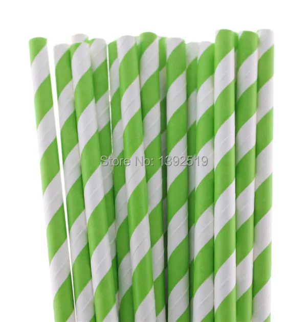 Free Shipping 500pcs Lime Green Paper Straws Green Circle Paper Straws