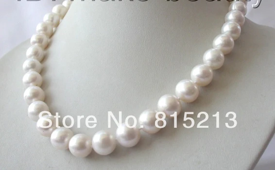 

ddh001305 stunning big 12mm round white freshwater cultured pearl necklace