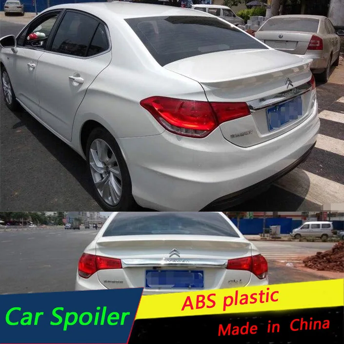 

For Citroen C4L Spoiler 2014 2015 2016 Sport ABS Material Car Rear Wing Primer trunk Tail Spoiler For Citroen C4 L Trunk Spoiler