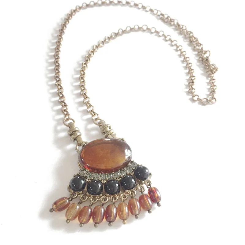 

Free Shipping New Fashion Cute Simple Brown Resin Beads Pendant Necklace