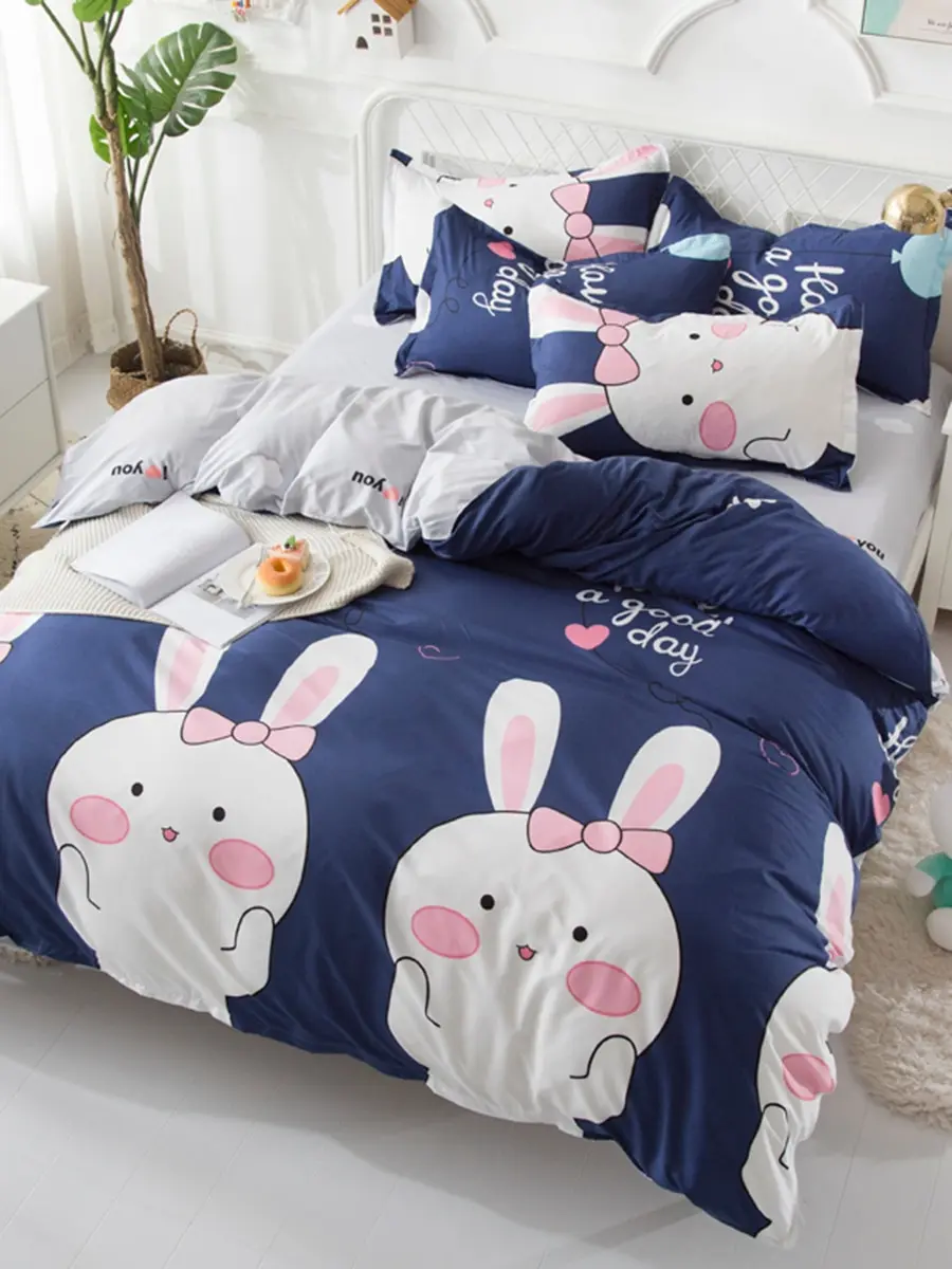 

3/4 Pcs Bedclothes Set Modern Style Simple Lovely Pattern Duvet Cover Set