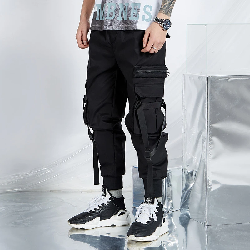 A Los Lados Pantalon Negro Bolsillos Laterales Pantalones Con