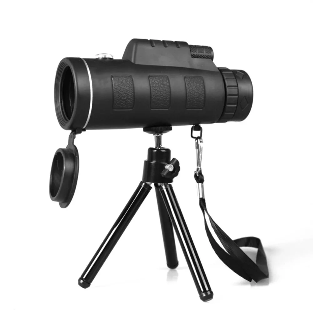 40X60 охотничий монокулярный телескоп ночного видения широкоугольный HD призма с компасом Зажим для телефона Штатив Открытый Портативный черный