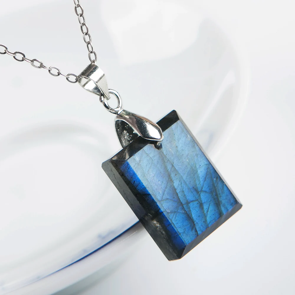 

100% натуральный лабрадорит, ярко-голубой женский кулон, драгоценный камень, бусины из лунного камня, прямоугольник, 20x14x9 мм, фотоэлемент AAAAA