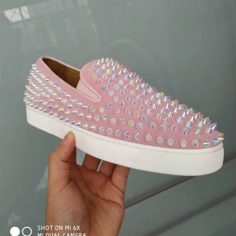 Женские Дизайнерские кроссовки 2019 яркие блестящие розовые туфли из натуральной