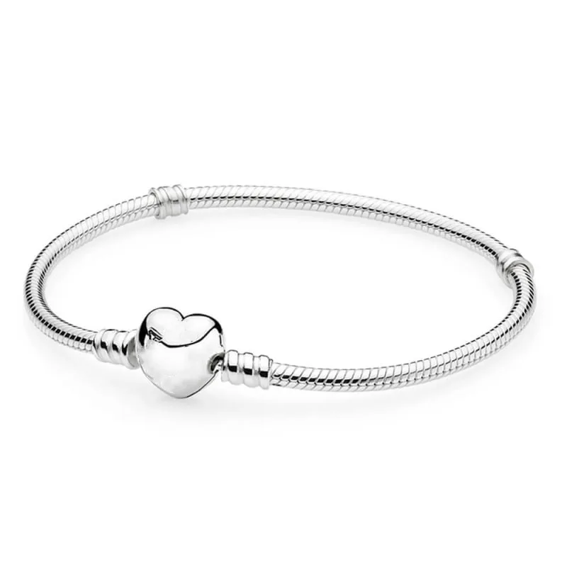 

2019 Sale 925 Sterling Silver Snake Bone Base Chain Love Beads Buckle Fits Charm Bracelet Diy Women Jewelry Party Gift
