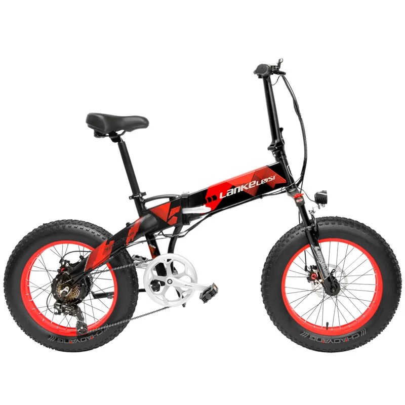 20 дюймов складной горный велосипед 500 Вт 48 В 14.5ач литиевая батарея Fat Bike электрический велосипед 5 уровней Педаль Помощь подвеска вилка - Цвет: Black Red