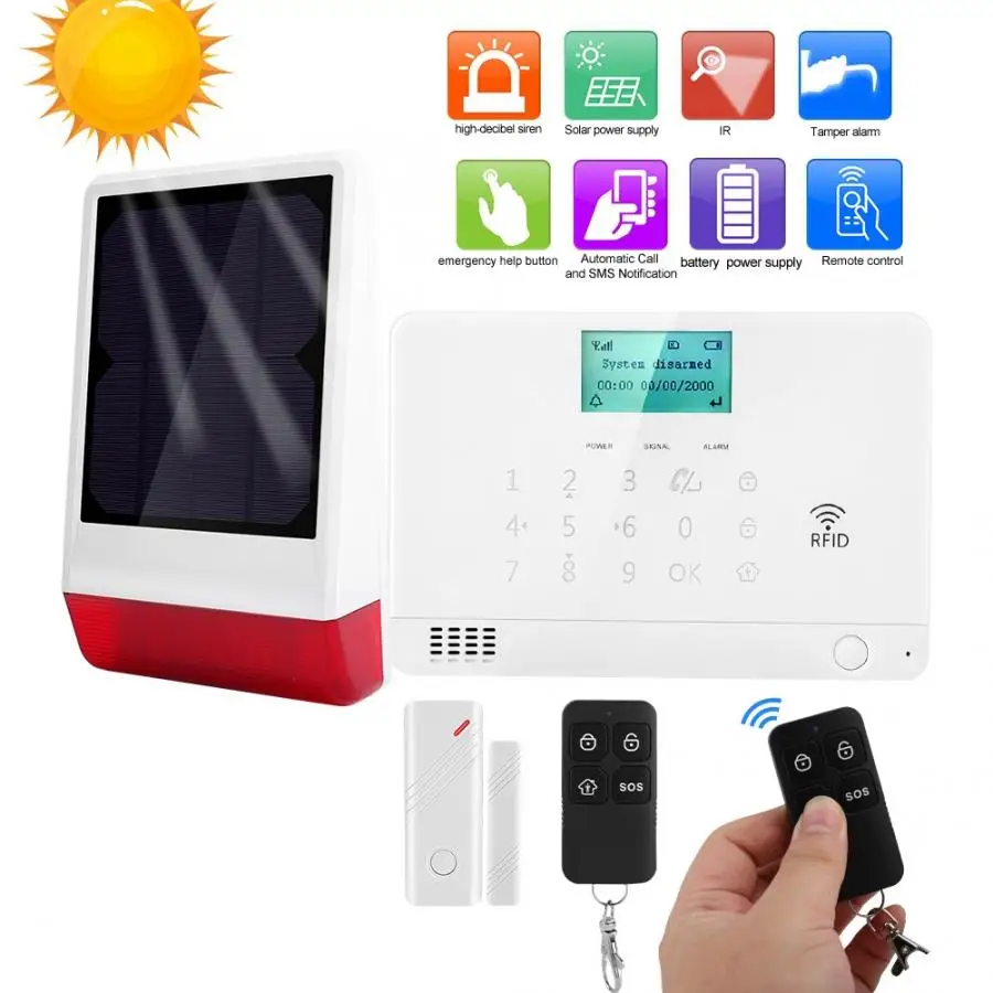 

House Burglar Alarm Acousto-optic 1 Gate Magnet 03B Kit 2 Remote Control Siren 110-240V 2019