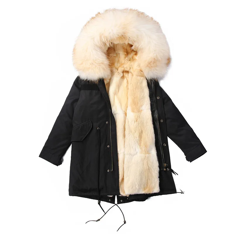 Мужская зимняя Новинка года, модное роскошное пальто с меховым воротником из меха енота с подкладкой из зеленого корня норки, одежда Ника, толстовки, длинная парка