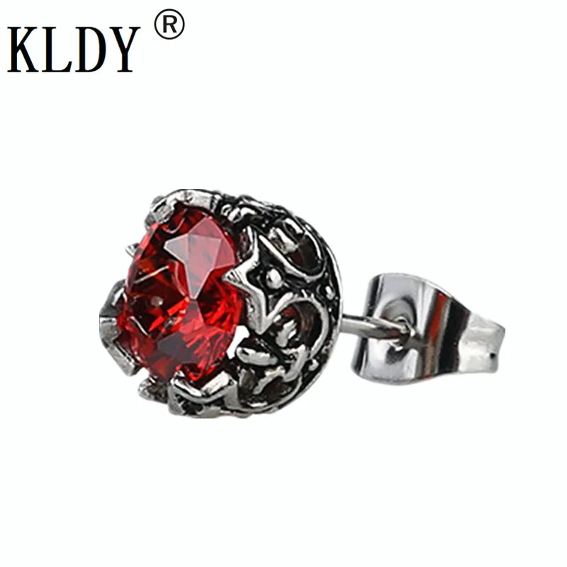 Женские сережки гвоздики KLDY из нержавеющей стали с красным гранатом и красными
