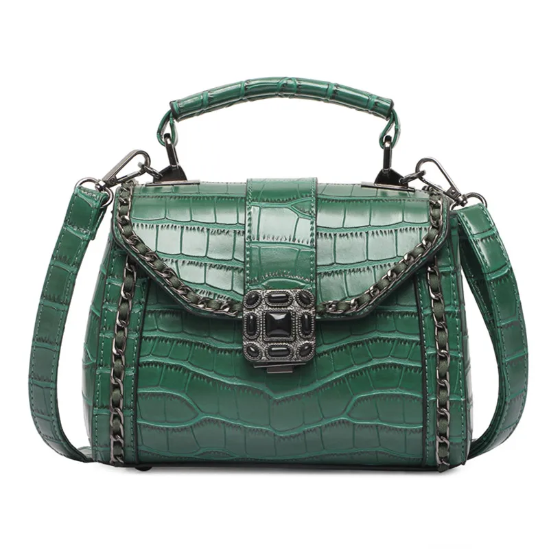 

Luxury Handbags Alligator Crossbody bags for Women 2018 Ladies PU Leather Bag Female Small Tote Bag Green Briefcase