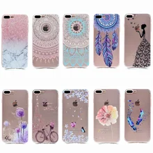Ультра тонкий пластичный чехол из термополиуретана силикона для iPhone 7 плюс 6 S 6 плюс 5 5S SE 8 Plus X Мандала Цветок Мрамор узор чехол для iphonex(China)