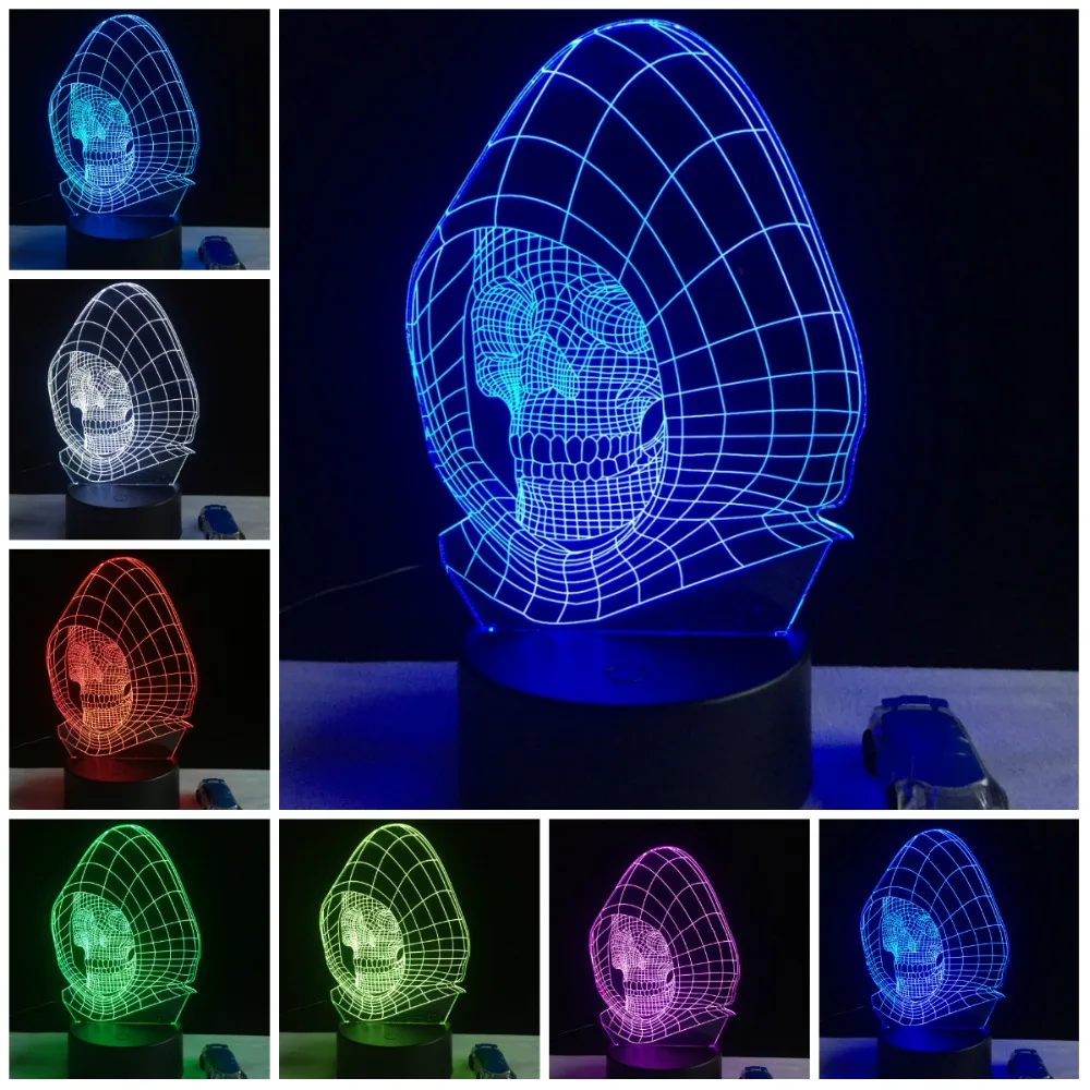 СВЕТОДИОДНЫЙ 3D светильник Eagle Skull Alien лампа USB RGB ночник разноцветный настольная