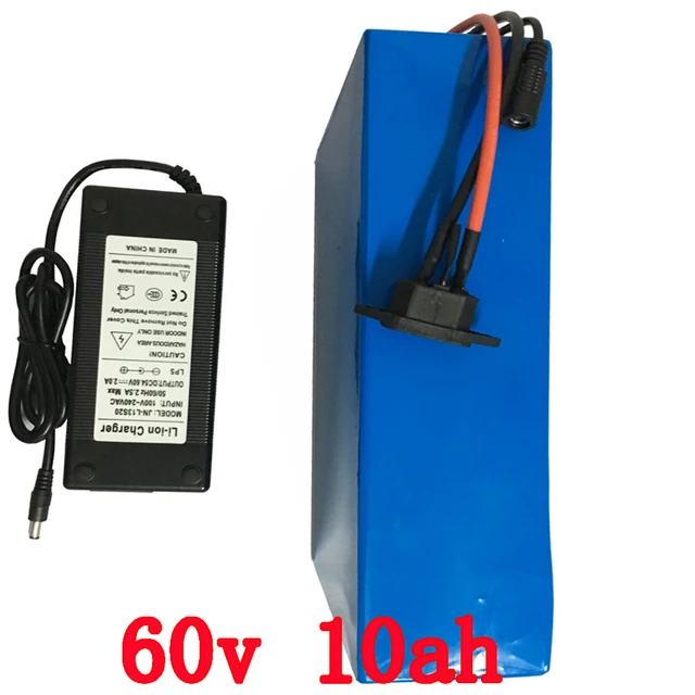 Cheap 60V Battery Pack 10Ah 800w e bike Battery 60v Scooter Battery with 67.2v 2A Charger,15A BMS Lithium Battery 60v Free Shipping