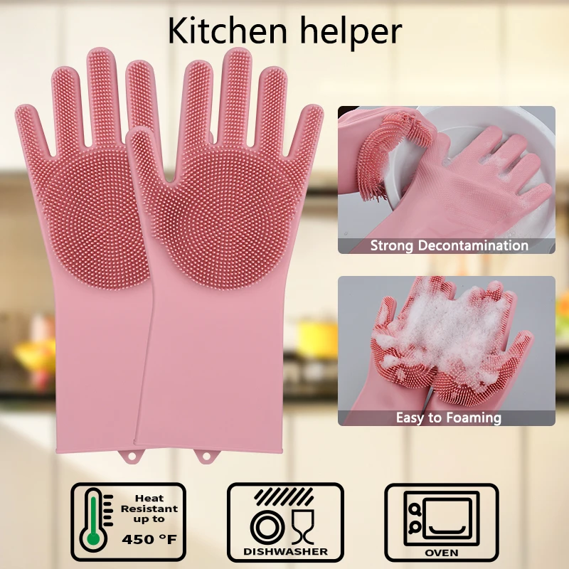 5Magic Silicone Cleaning Gloves Silicon Dusting Dish Washing Gloves Kitchen Cleaning Tableware Washing-up Gloves Dish Washing