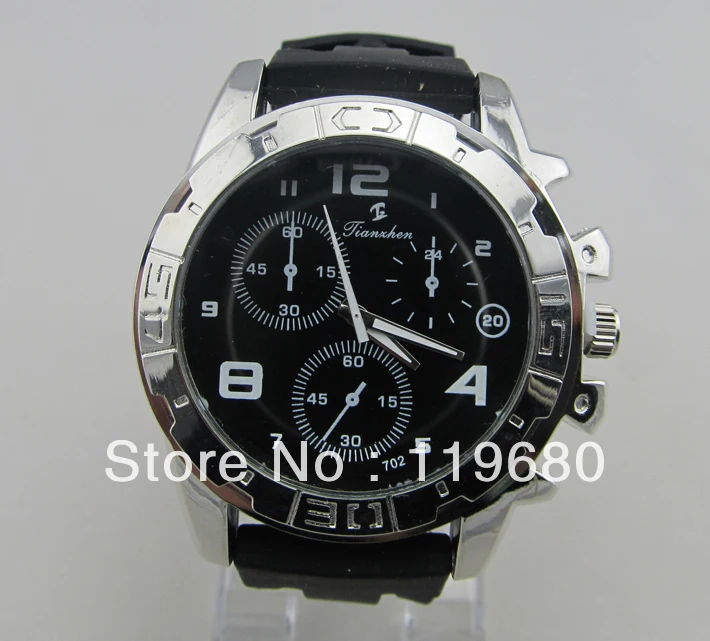 W045 Free shipping Min order $8 (mix order) SPORT WATER QUARTZ HOURS DATE HAND LUXURY CLOCK MEN STEEL WRIST WATCH Quartz Watch |