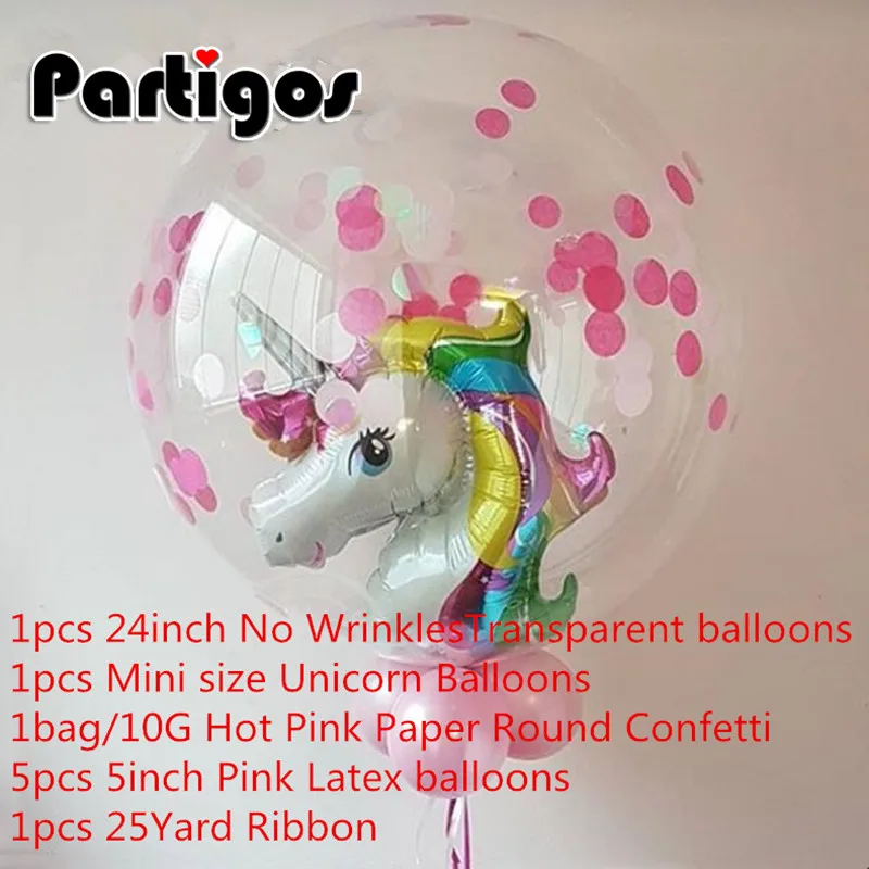 24 дюйма 36 дюймов светящийся светодиодный шар, прозрачные круглые декоративные пузырьки, декор для дня рождения, свадьбы, светодиодный шар, Рождественский подарок - Цвет: 1set unicorn