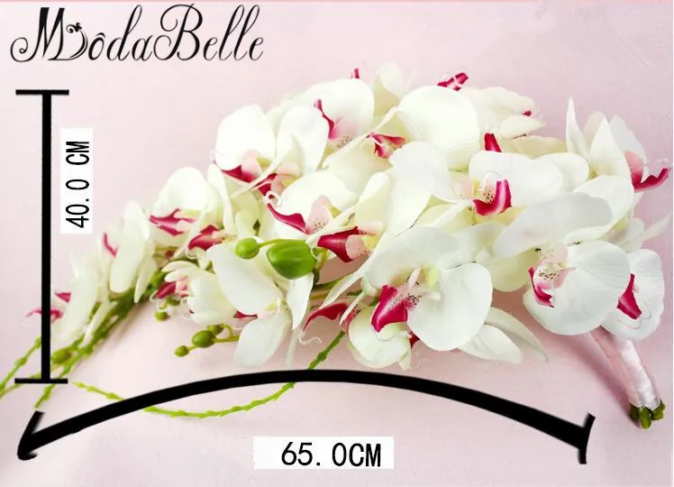 Modabelle водопад пасторальный Свадебный букет невесты Западный искусственный фаленопсис Свадебные цветы Свадебные букеты - Цвет: Bridal bouquet 65cm