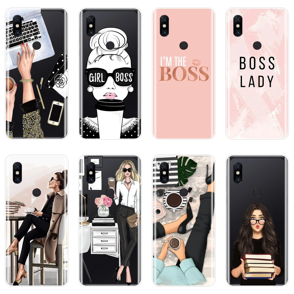 

Back Cover For Xiaomi Mi Max Note 1 2 3 Soft Silicone Girl Boss Pink Women Cartoon Case For Xiaomi Mi Mix 1 2 2S 3 Phone Case