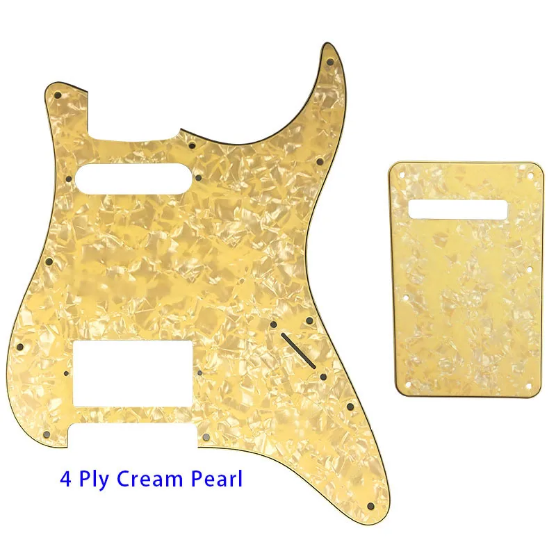 Запчасти для гитары-для США/Мехико Fd Strat 72' 11 винтовое отверстие стандарт PAF Humbcker Hs гитарная Накладка и задняя пластина скретч пластина - Цвет: 4Ply Cream Pearl