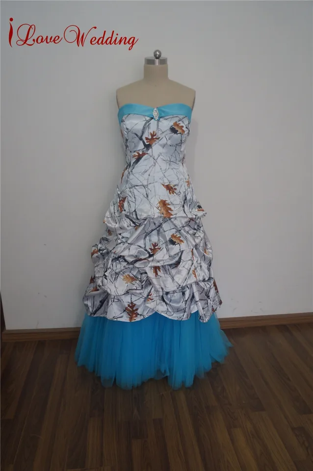 teal camo wedding dresses