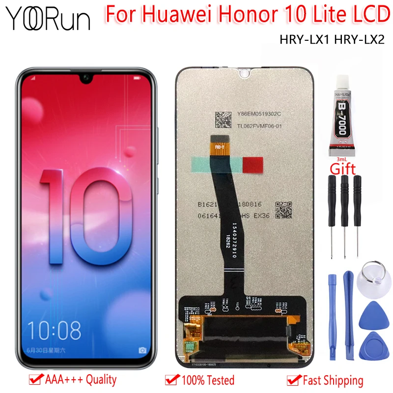 

6.21" Original For Huawei Honor 10 Lite HRY-LX1 HRY-LX2 LCD Display Touch Screen Digitizer Assembly Replacement Free Tools