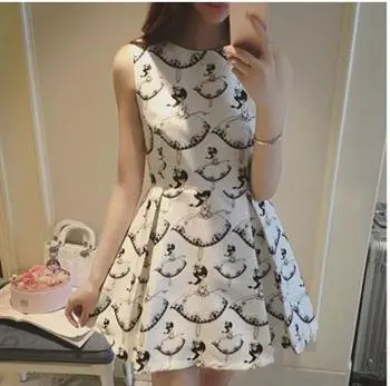 

2016 Beach Solid Time-limited Cotton Lycra Chiffon Short The New Summer Maternity Fashion Loose Dress Women Cartoon Stamp Ss