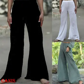 

Women's Acrylic Wide Leg Loose Pants High Waist Casual Palazzo Trousers Plus Size Summer Autumn