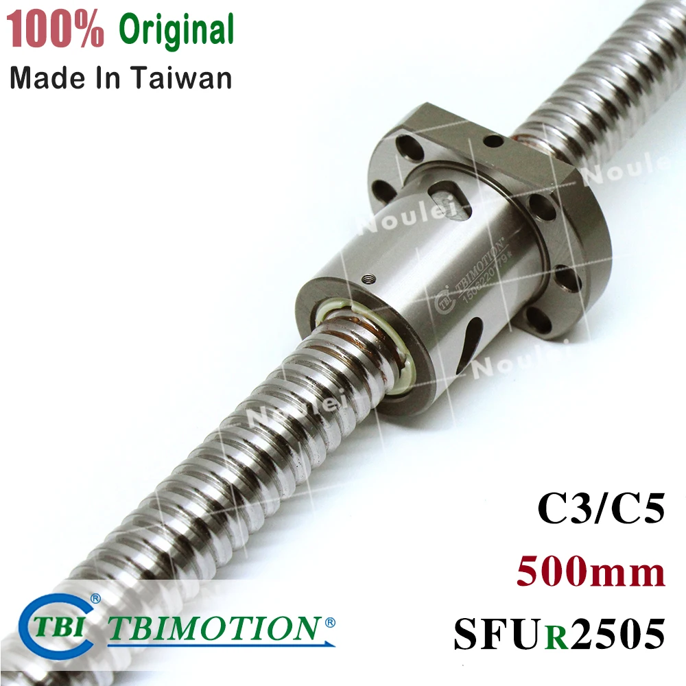 

TBI 500mm ball screw 2505 C3 C5 5mm lead Ground with SFU2505 ballnut + end machined for CNC kit