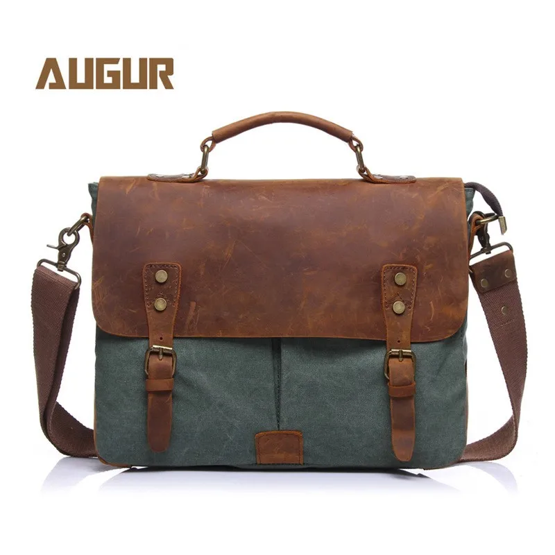

AUGUR New Fashion Men's Vintage Handbag Genuine Leather Shoulder Bag Messenger Laptop Briefcase Satchel Bag Fit 14inch Laptop