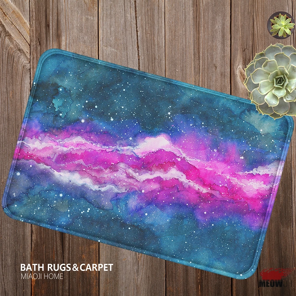 

[MIAOJI] Starry Sky Mighty Universe Aurora Glaring Galaxy Soft Carpet Doormat Bath Mat Absorbent Non-slip 40x60cm