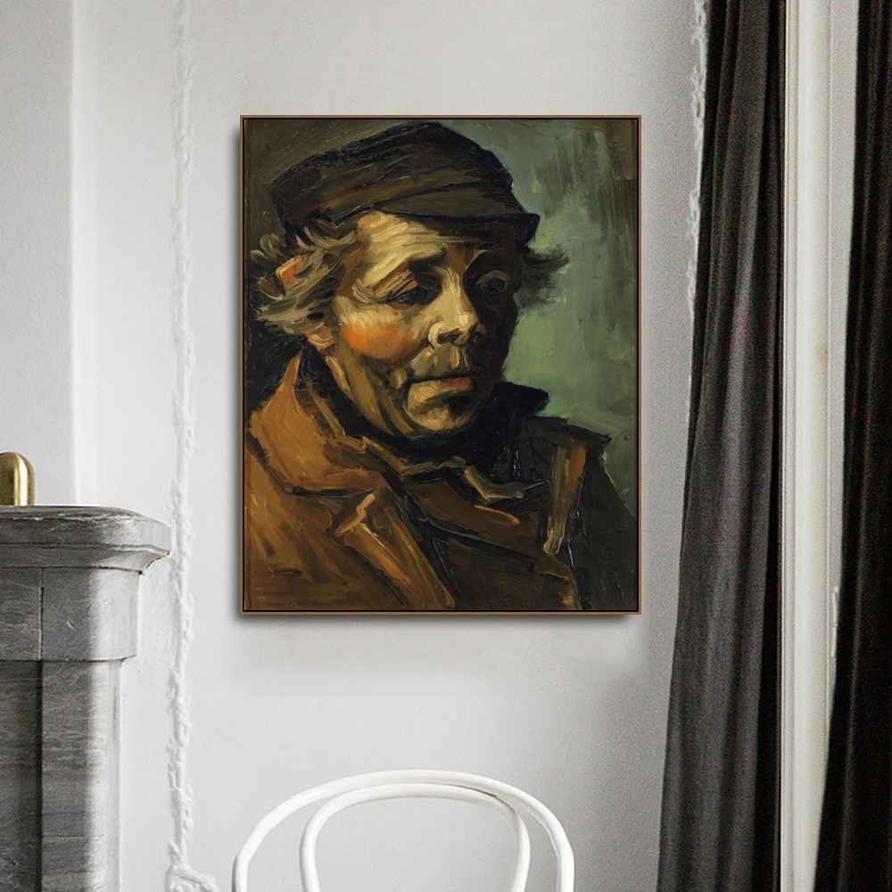 

Head of a peasant by Vincent Von Gogh Poster Print Canvas Painting Calligraphy Home Decor Wall Art Pictures for Living Room