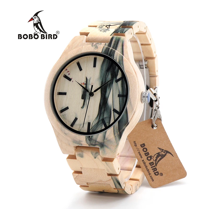 New Arrival BOBO BIRD Wooden Watch Men Luxury Handmade Japan Move' 2035 Wood Band Quartz Writ Watches Male Relogio C-O17