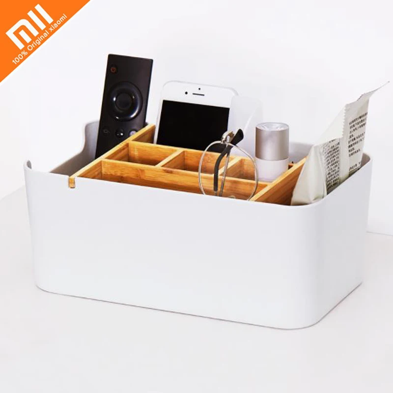 Оригинальная Xiaomi бамбуковая тканевая коробка для хранения канцтоваров контейнер для макияжа настольная коробка для офиса умный дом пульт дистанционного управления горячая распродажа