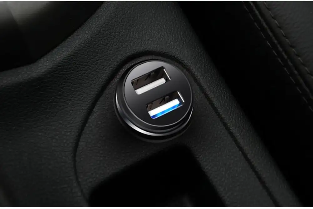 Lenovo HC11 Mini Portable Dual USB Ports Car Charger- Black