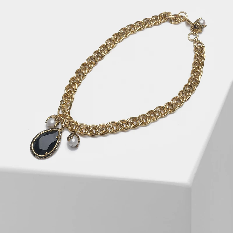 Baratos Collar de perlas vintage con diseño de gota de agua