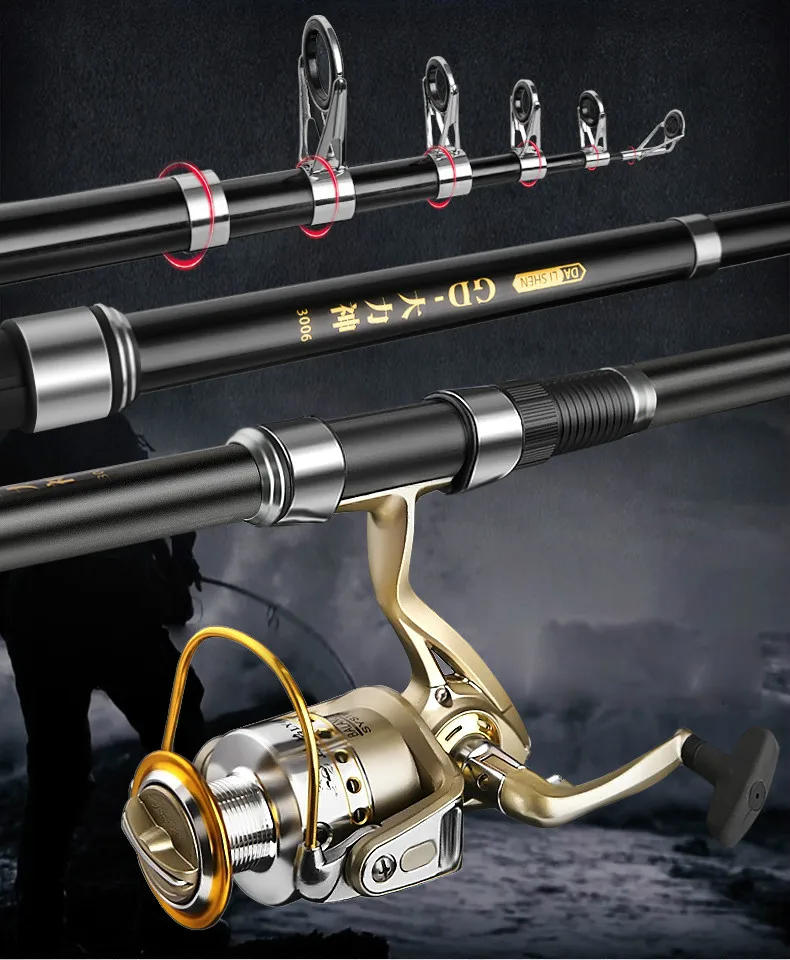 Vara de Pesca Água do Mar Olta e Carretel de Pesca Conjuntos de Vara de Pesca Telescópica 40-120 Peso Atração Super Difícil Luz Conjuntos de 2.1 m 2.4 2.7 3.0 3 High Quality Esporte e Lazer