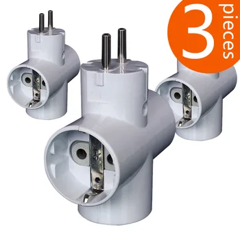 

3Pieces European Type Conversion Plug 1 TO 3 Way EU Standard Power Adapter Socket 16A Travel Plugs AC 250V