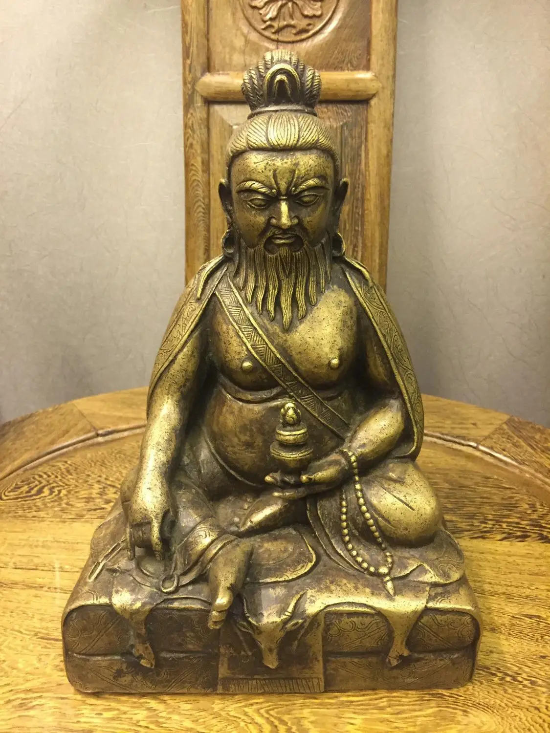 SD Tibet Antique King of Medicine Healer Buddha Bronze Statuein
