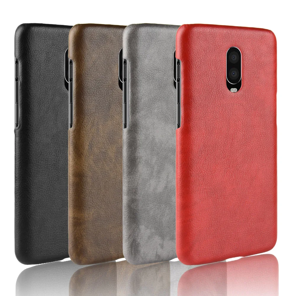 Роскошный винтажный кожаный чехол для OnePlus 6T из кожи личи ударопрочный жесткий 1 +